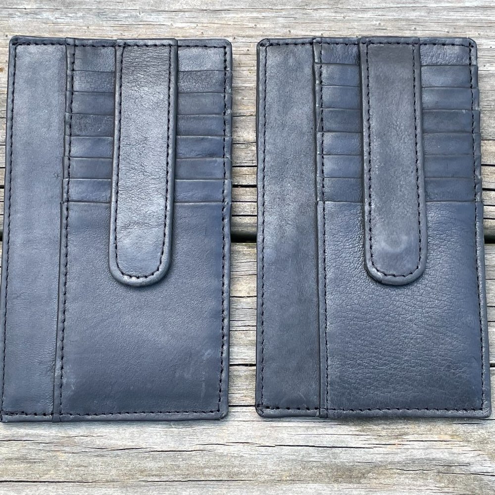 Multi Card Holder Card Holders Wallet Black Genuine Leather Long Purse Lot of 2